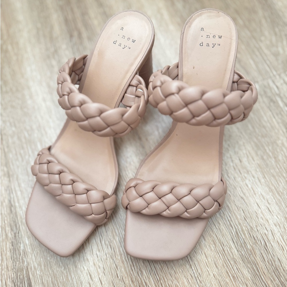 A New Day Tan Heeled Sandals with Braided Design